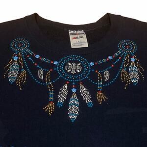 Jerzees NuBlend Patriotic Dreamcatcher Embellished Sweatshirt Sz L